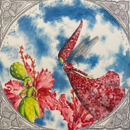 Painting La yuppi incontre la donna Hibiscus by Nai | Painting Surrealism Textile, Watercolor