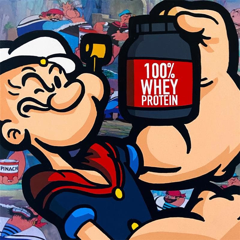 Painting Popey by Kalo | Painting Pop-art Pop icons Graffiti Gluing Posca