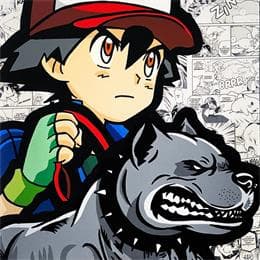 Painting Sacha by Kalo | Painting Pop-art Gluing, Graffiti, Posca Pop icons