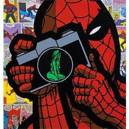 Gemälde Spider von Kalo | Gemälde Pop-Art Collage, Graffiti, Posca Pop-Ikonen