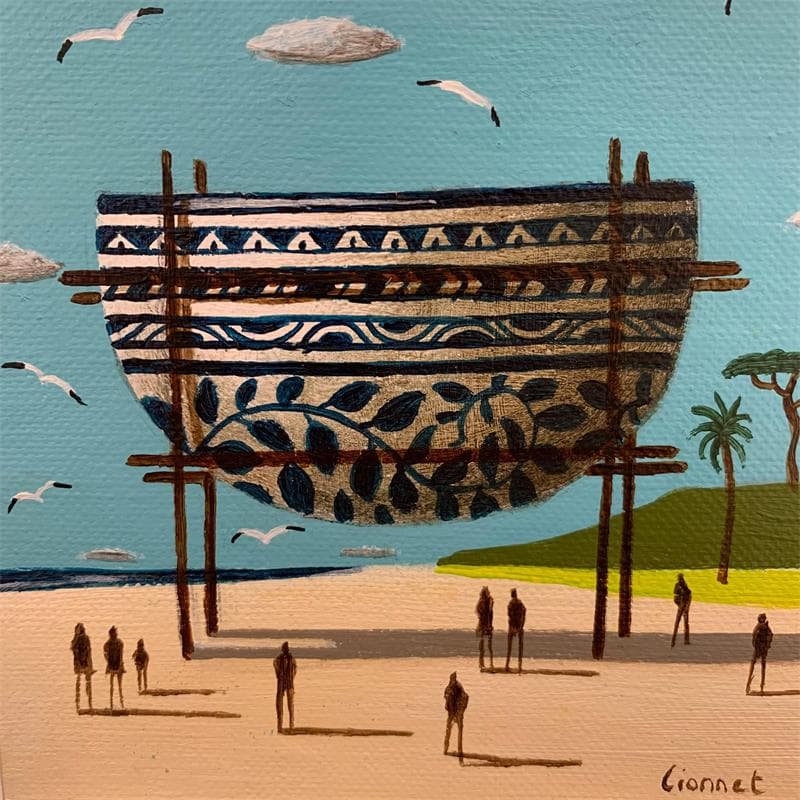 Peinture Echafaudage et poterie par Lionnet Pascal | Tableau Surréalisme Minimaliste Acrylique