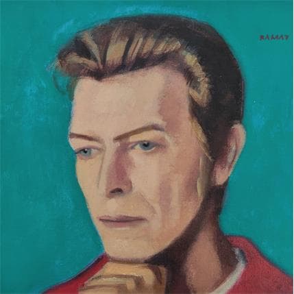 Gemälde Bowie von Ramat Manuel | Gemälde Figurativ Acryl, Öl Pop-Ikonen, Porträt