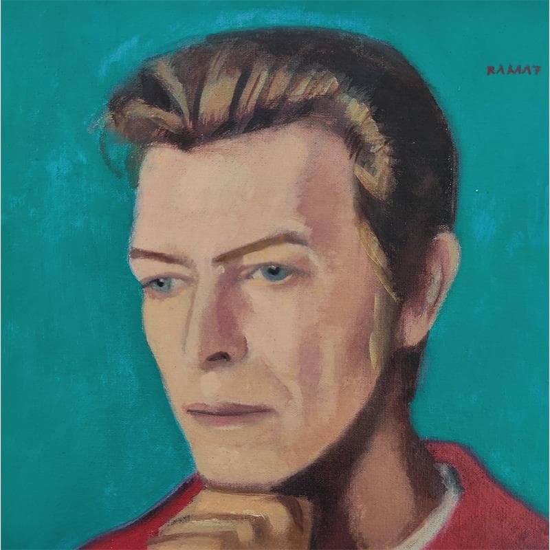 Peinture Bowie par Ramat Manuel | Tableau Figuratif Portraits Huile Acrylique