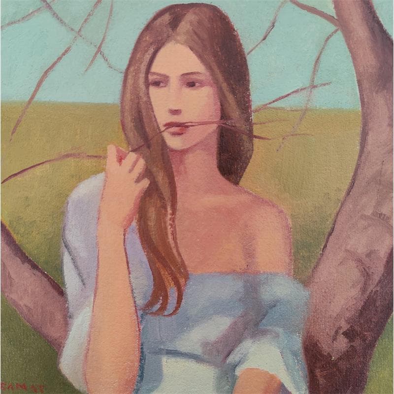 Painting En el arbol by Ramat Manuel | Painting Figurative Portrait Oil Acrylic