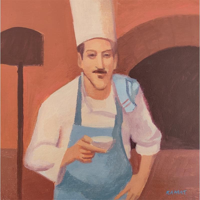 Painting Cocinero by Ramat Manuel | Painting Figurative Portrait Oil Acrylic