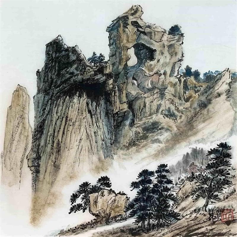 Pintura Les roches des Alpilles por Tayun | Pintura Figurativo Paisajes Ink