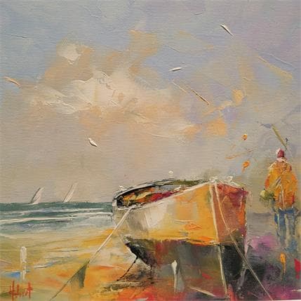 Peinture AU LOIN par Hébert Franck | Tableau Figuratif Huile Marine