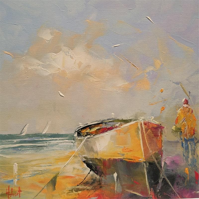 Pintura AU LOIN por Hébert Franck | Pintura Figurativo Marine Aceite