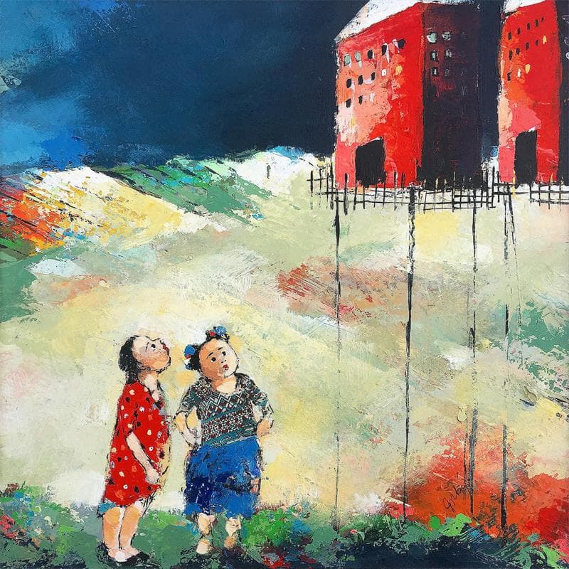 Peinture L.223 par Abiy | Tableau Art naïf Paysages Scènes de vie Huile