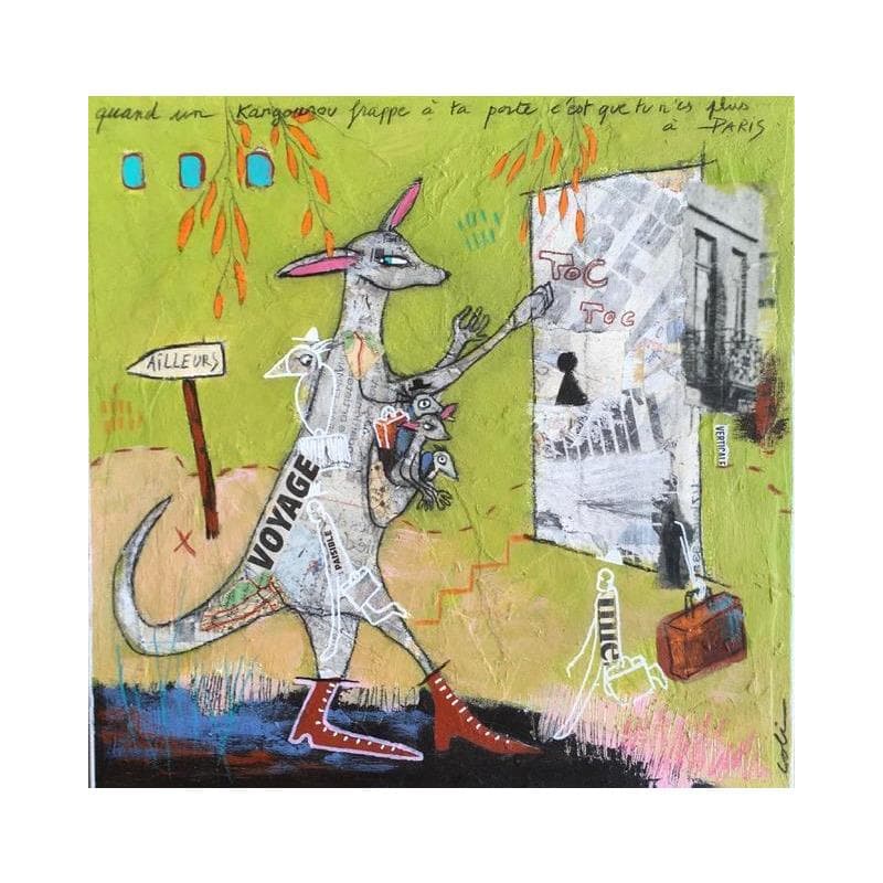 Painting Partir by Colin Sylvie | Painting Raw art Animals Acrylic Gluing Pastel