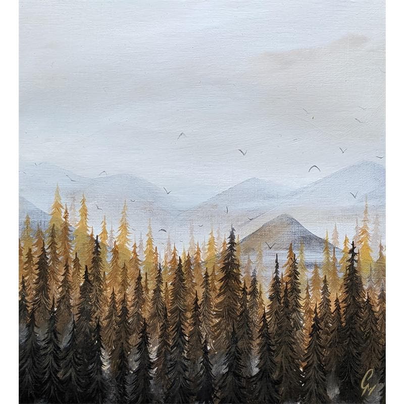 Painting Rayon de soleil by Pressac Clémence | Painting Figurative Landscapes Oil