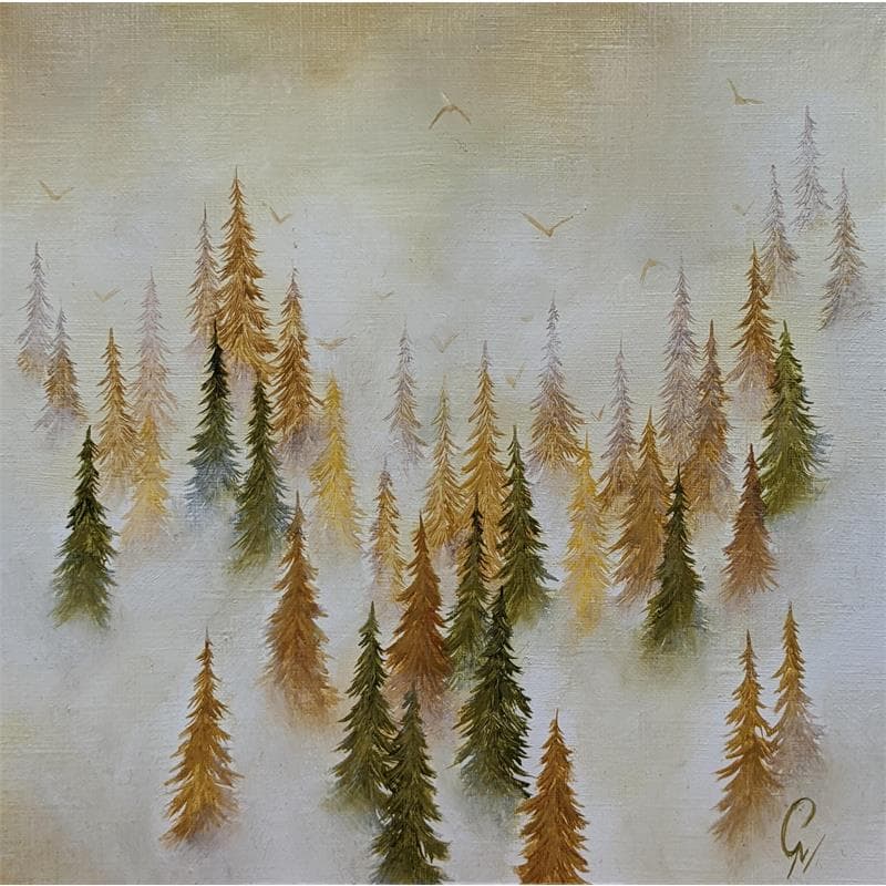 Painting Orangé by Pressac Clémence | Painting Figurative Landscapes Oil