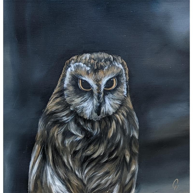 Painting Le hibou by Pressac Clémence | Painting Figurative Animals Oil