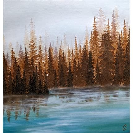 Peinture Lac automnal par Pressac Clémence | Tableau Figuratif Huile Paysages