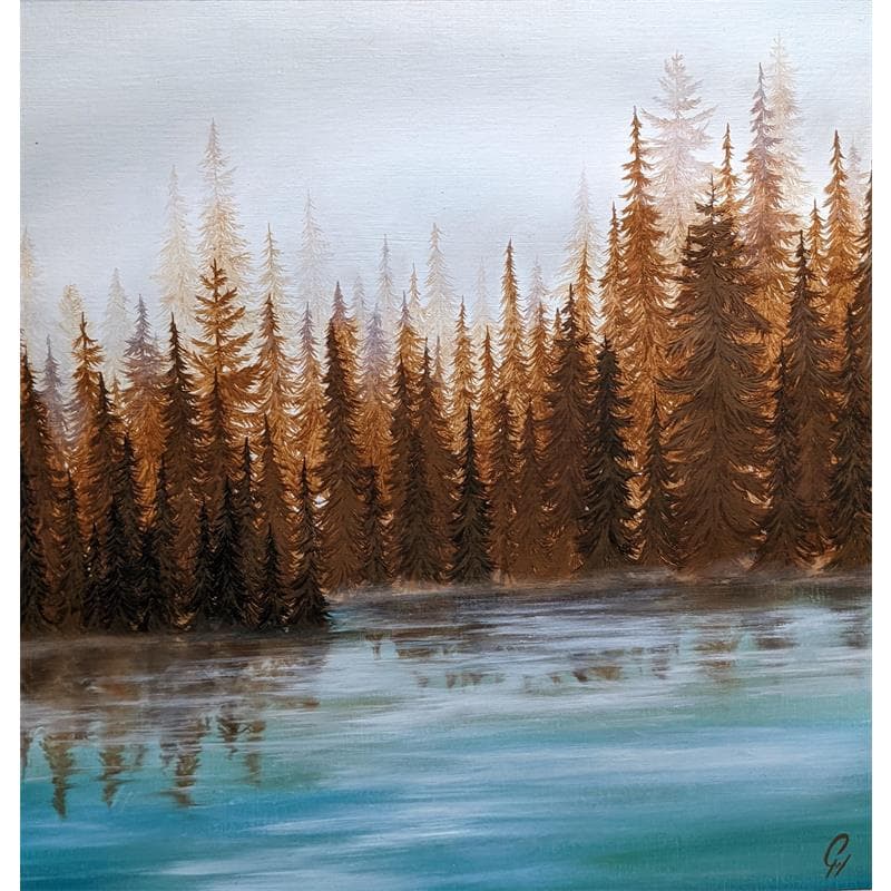 Peinture Lac automnal par Pressac Clémence | Tableau Figuratif Paysages Huile