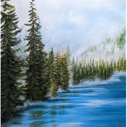 Gemälde Lac bleuté von Pressac Clémence | Gemälde Figurativ Öl Landschaften