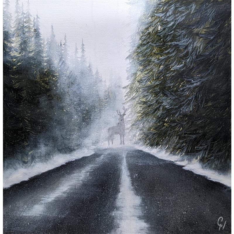 Gemälde Au bout du chemin von Pressac Clémence | Gemälde Figurativ Landschaften Öl