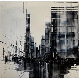 Peinture Stamped par Rey Julien | Tableau Abstrait Acrylique, Bois Urbain