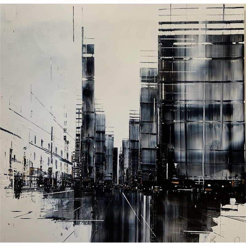 Painting Stamped by Rey Julien | Painting Abstract Urban Wood Acrylic