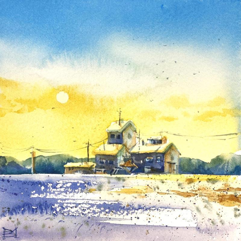 Peinture Frost and sun par Volynskih Mariya  | Tableau Figuratif Paysages Nature Aquarelle