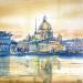 Peinture Evening in St Petersburg par Volynskih Mariya  | Tableau Figuratif Paysages Urbain Architecture Aquarelle