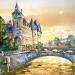 Peinture Conciergerie castle par Volynskih Mariya  | Tableau Figuratif Paysages Urbain Architecture Aquarelle
