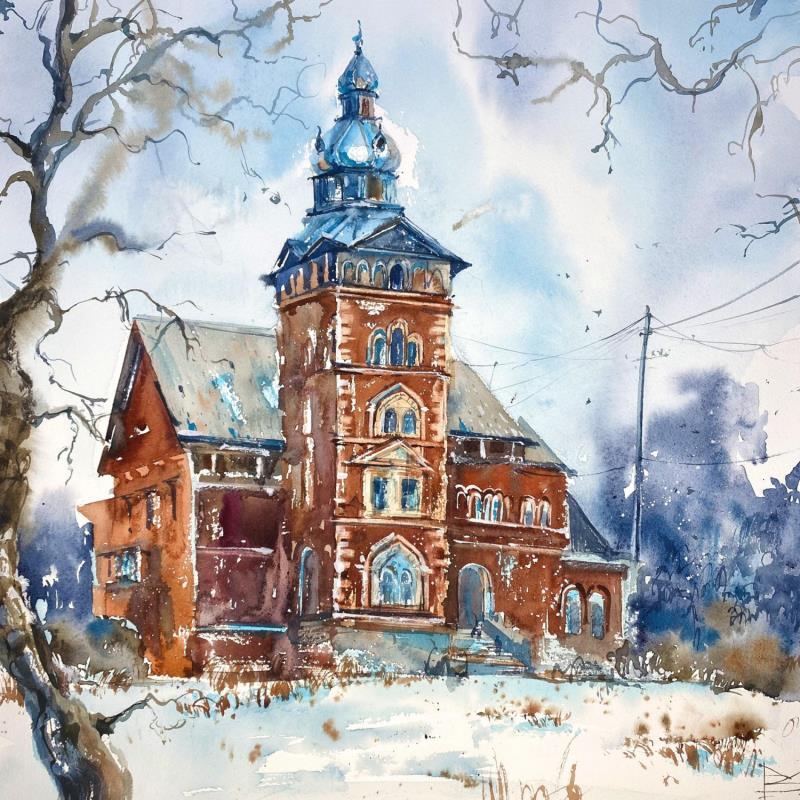 Peinture Villa Brandes par Volynskih Mariya  | Tableau Figuratif Paysages Urbain Architecture Aquarelle