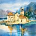 Peinture Island of the Virgin par Volynskih Mariya  | Tableau Figuratif Paysages Nature Architecture Aquarelle