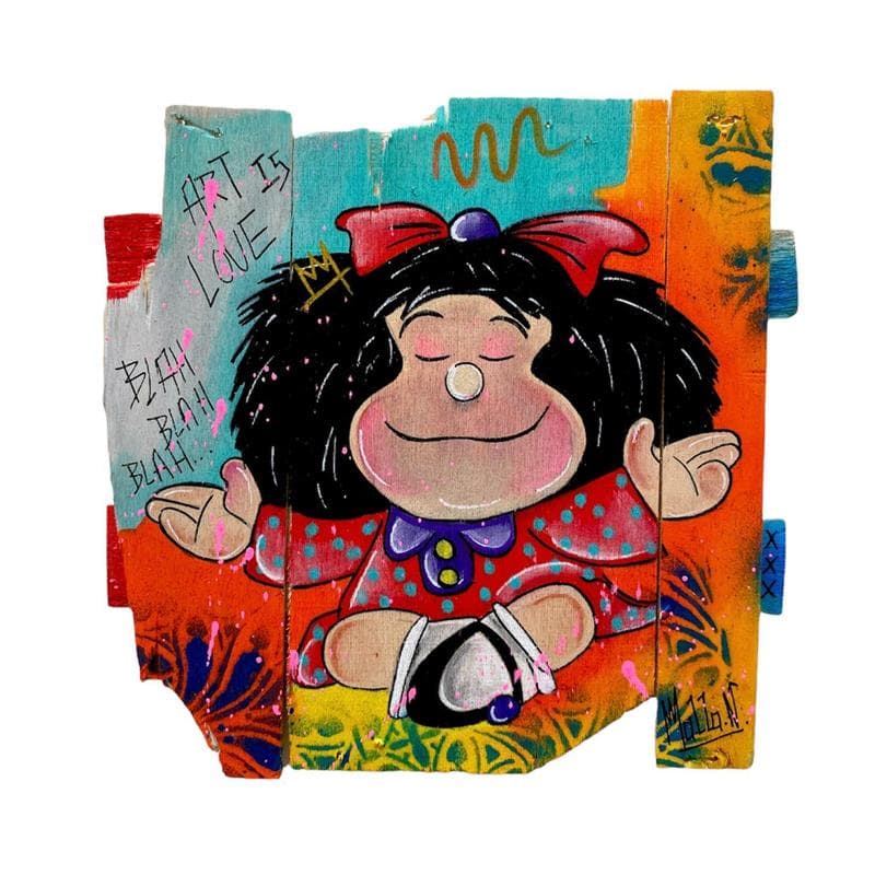 Peinture Peace par Molla Nathalie  | Tableau Pop-art Portraits Bois Acrylique