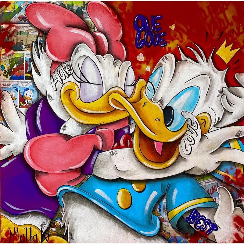 Painting One Love by Molla Nathalie  | Painting Pop-art Portrait Acrylic