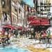 Painting Troyes 92 Terrasse by Hoffmann Elisabeth | Painting Figurative Urban Watercolor