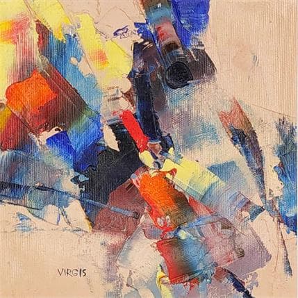 Peinture ON A PINK BACKGROUND par Virgis | Tableau Abstrait Huile Minimaliste