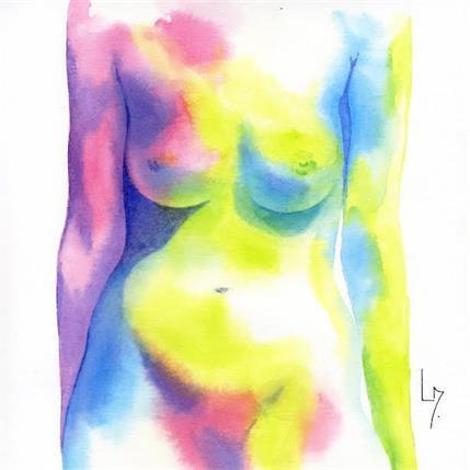 Painting NF 55 by Loussouarn Michèle | Painting Figurative Watercolor Nude, Pop icons