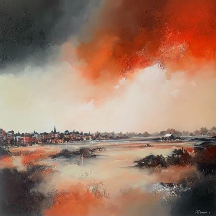 Painting Un soir à St Malo by Pienon Cyril | Painting Abstract Acrylic Landscapes, Marine, Urban