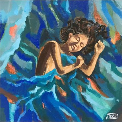 Painting Blue dream by Bertre Flandrin Marie-Liesse | Painting Figurative Acrylic Life style, Portrait