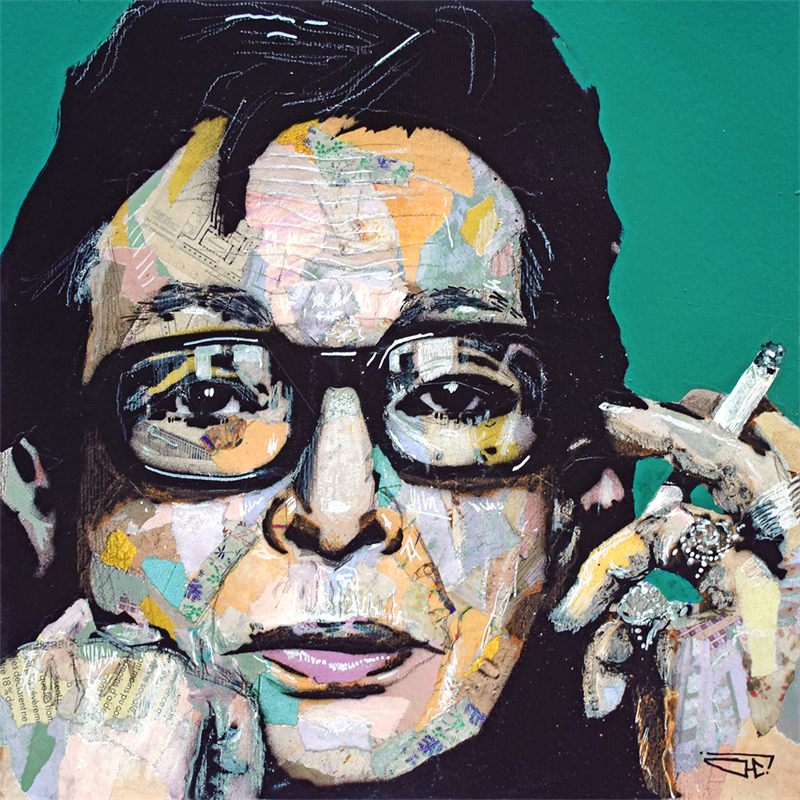 Peinture Marguerite Duras par G.C.Popartist | Tableau Pop-art Icones Pop Graffiti Acrylique Collage