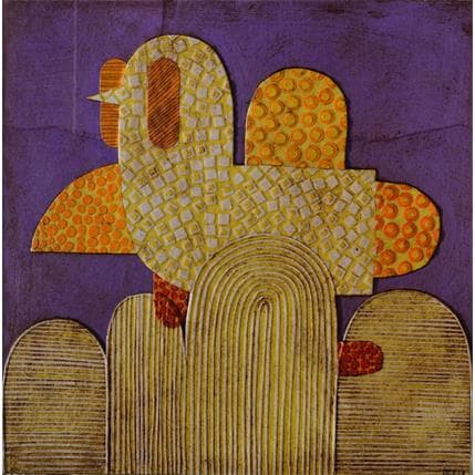 Peinture Yellow Bird 4 par Ortiz Gustavo | Tableau Figuratif Collage Animaux, Paysages
