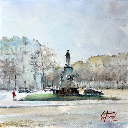 Peinture Place Vauban - Paris par Gutierrez | Tableau Figuratif Aquarelle Paysages, Urbain