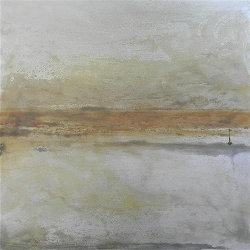 Pintura Etang de Thau matin d'hiver por Mahieu Bertrand | Pintura Arte bruto Marine Metal