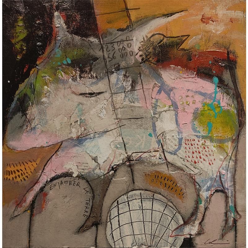 Painting Enjamber la terre by Colin Sylvie | Painting Raw art Animals Acrylic