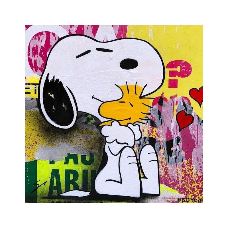 Pintura snoopy loves U por Mestres Sergi | Pintura Pop art Urbano Iconos pop Graffiti Acrílico