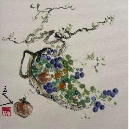 Painting A basket of grapes by Sanqian | Painting Naive art Still-life