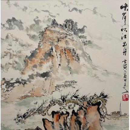 Painting Boating in Automn by Sanqian | Painting Figurative Landscapes