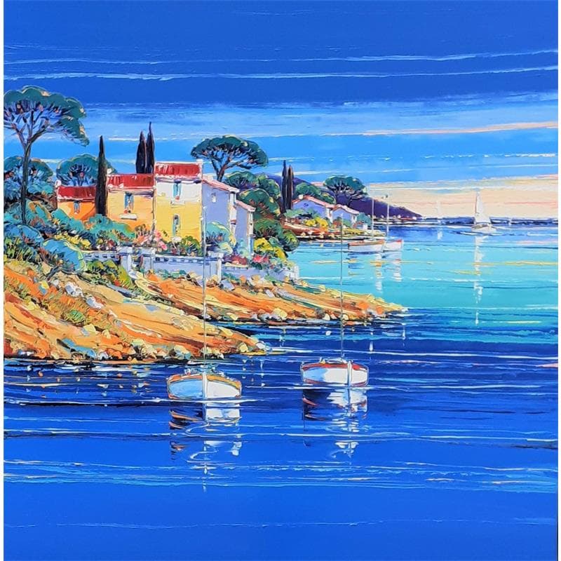 Painting Crique à cap d'antibes by Corbière Liisa | Painting Figurative Landscapes Oil