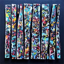 Peinture Bc 10 Touche multi bleu rouge blanc par Langeron Luc | Tableau Abstrait Acrylique, Bois, Résine Minimaliste