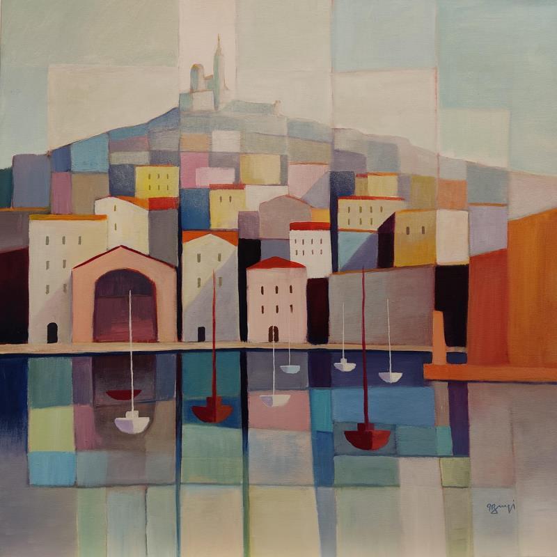 Painting AN220 Vieux port  by Burgi Roger | Painting Figurative Landscapes Marine Acrylic