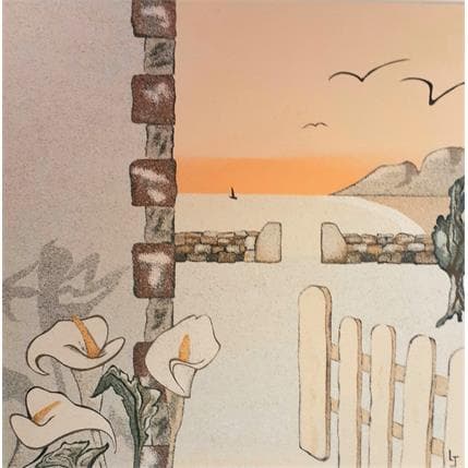 Painting La maison aux arums by Jovys Laurence | Painting Subject matter Sand Landscapes