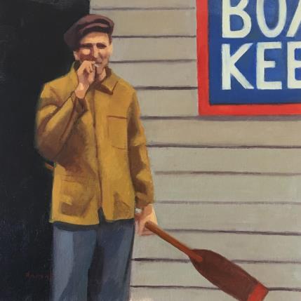 Gemälde RED SWEARFER von Ramat Manuel | Gemälde Figurativ Acryl, Öl Alltagsszenen, Porträt