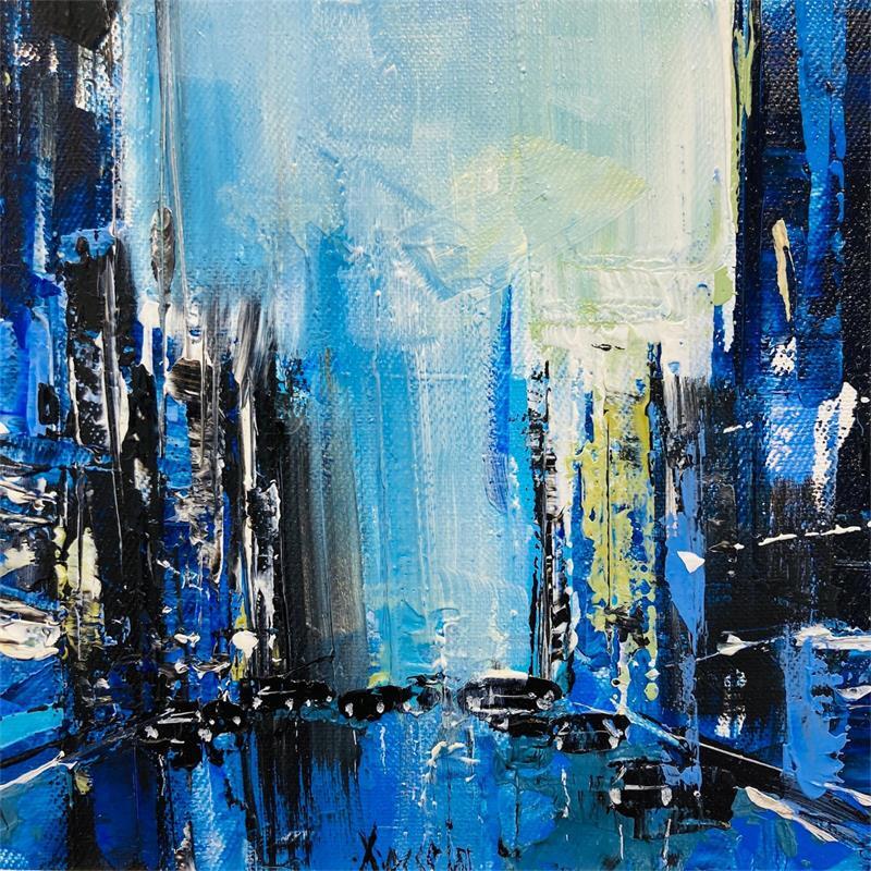 Painting NY in blue by Dessein Pierre | Painting Figurative Oil