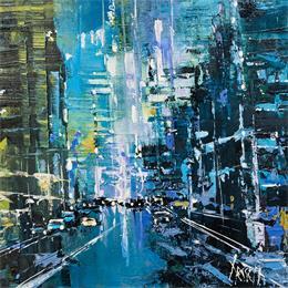 Painting Blue Lights by Dessein Pierre | Painting Abstract Oil